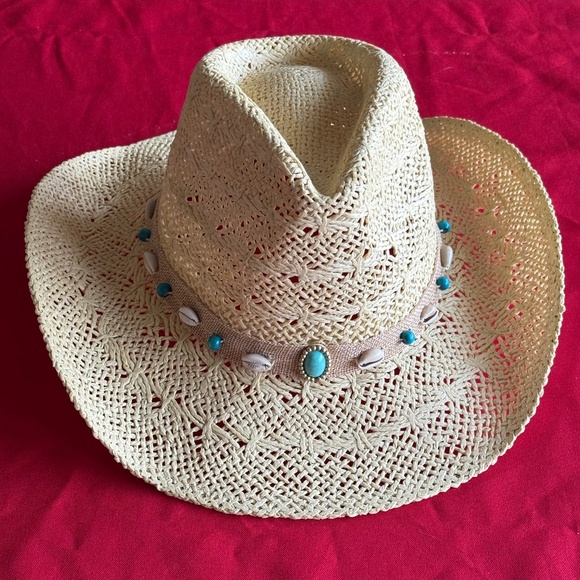 Cowboy Hat with Shell Trim - Picture 1 of 2